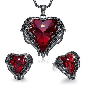 Christmas Gifts for Women Jewelry Set for Women, Angle Wing Heart Pendant Neckla